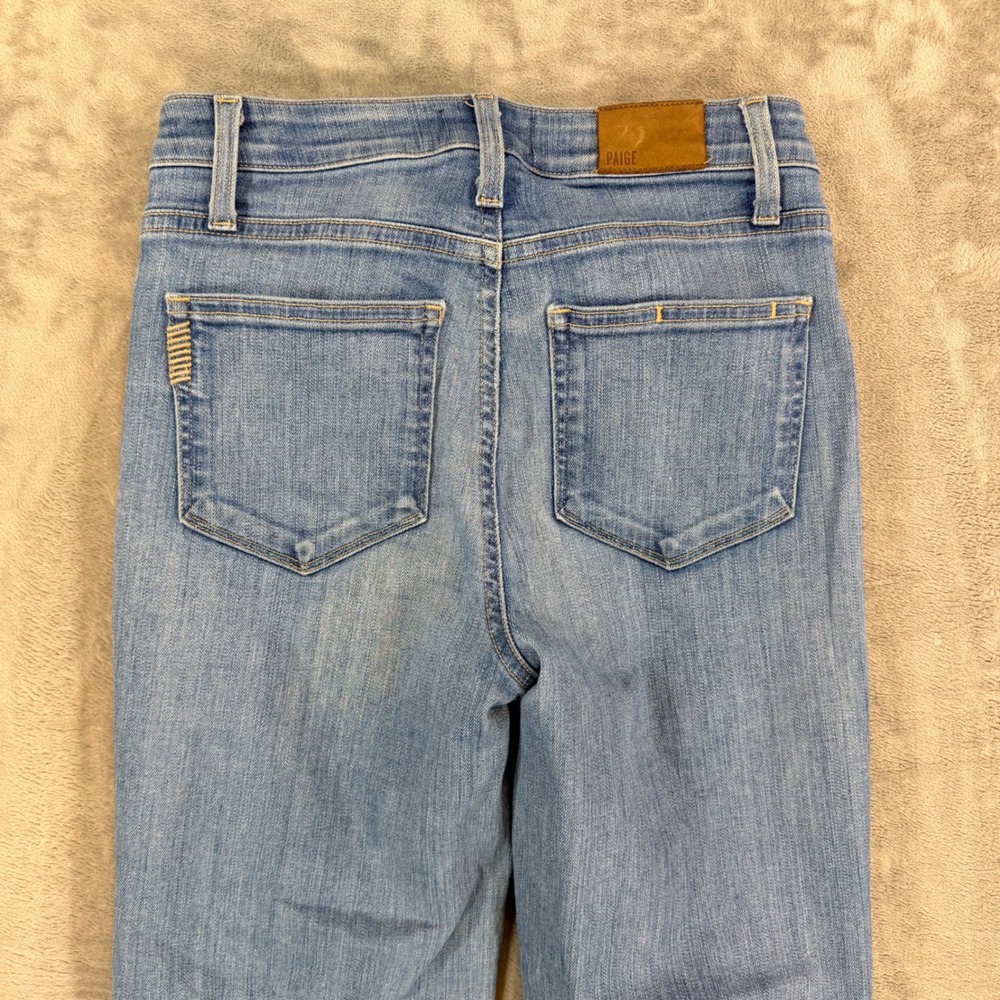PAIGE Atley Ankle Flare Jeans Women's Size 26 Blue Light Wash Denim Button Fly - Picture 5 of 7